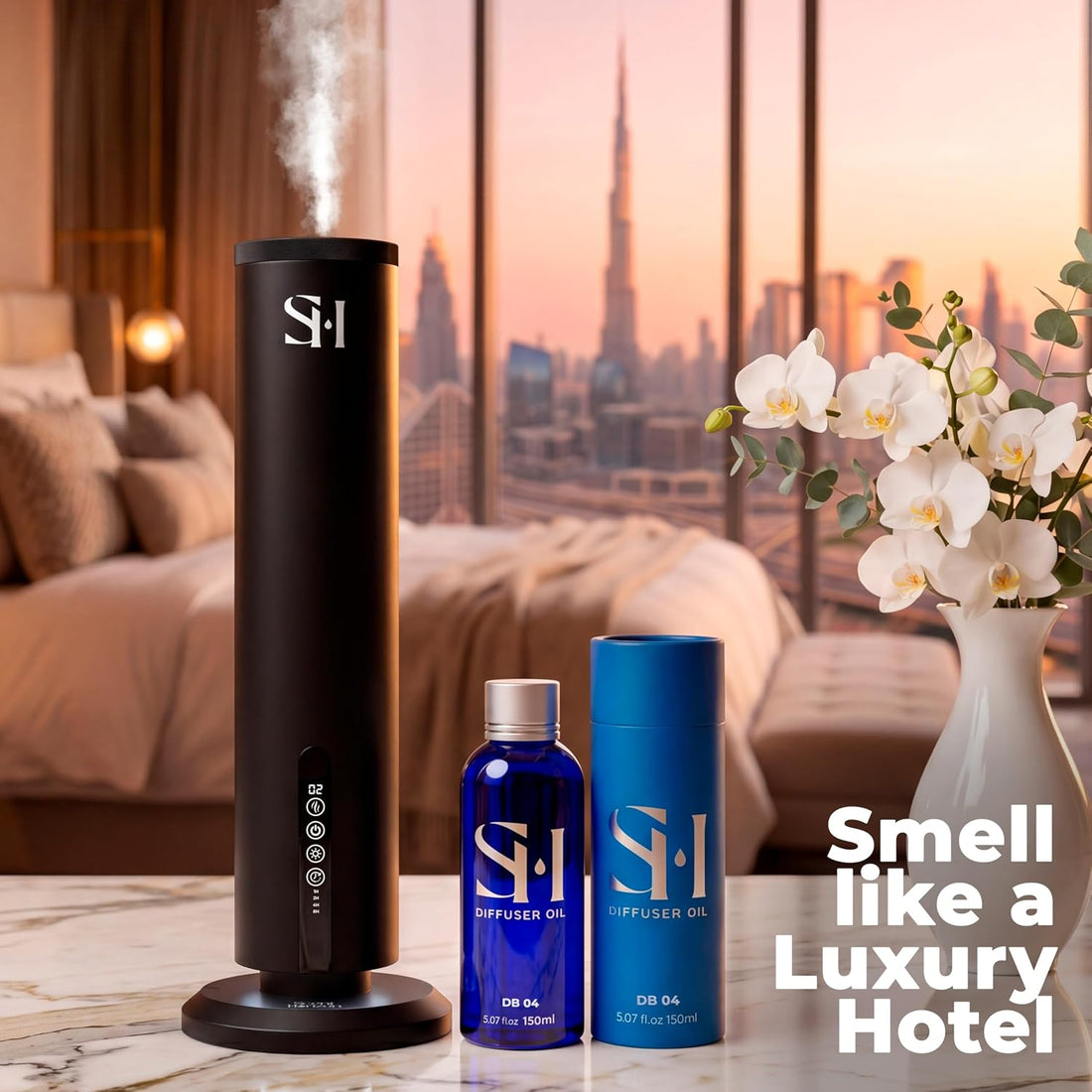 Diffuser Tower in a hotel-style suite